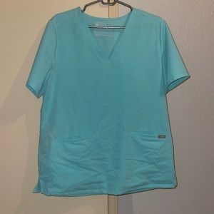 Figs fresh aqua 3 pocket scrub top